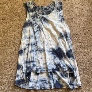 American Age Navy and White Tie-Dye Tank Top